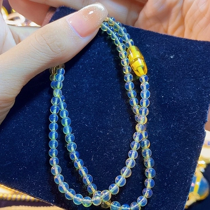 蓝珀未镶嵌珠宝奇石墨西哥蓝珀项链4