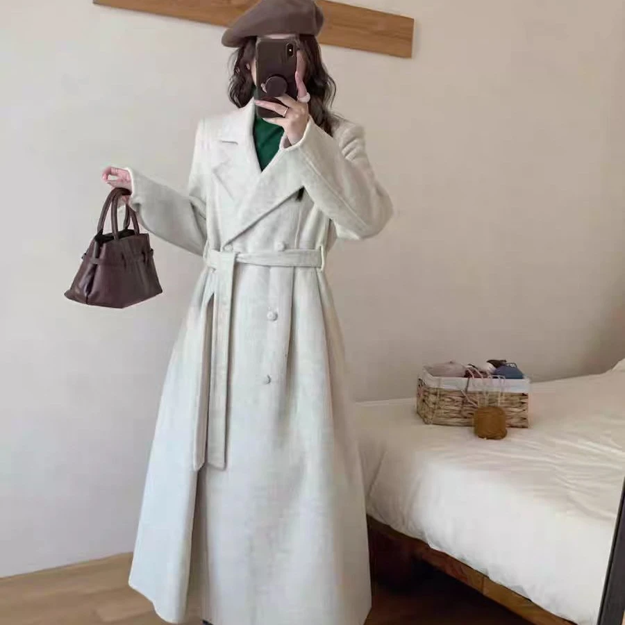 网红爆款2025秋冬新品双面羊毛大衣韩版气质正肩修身毛呢外套