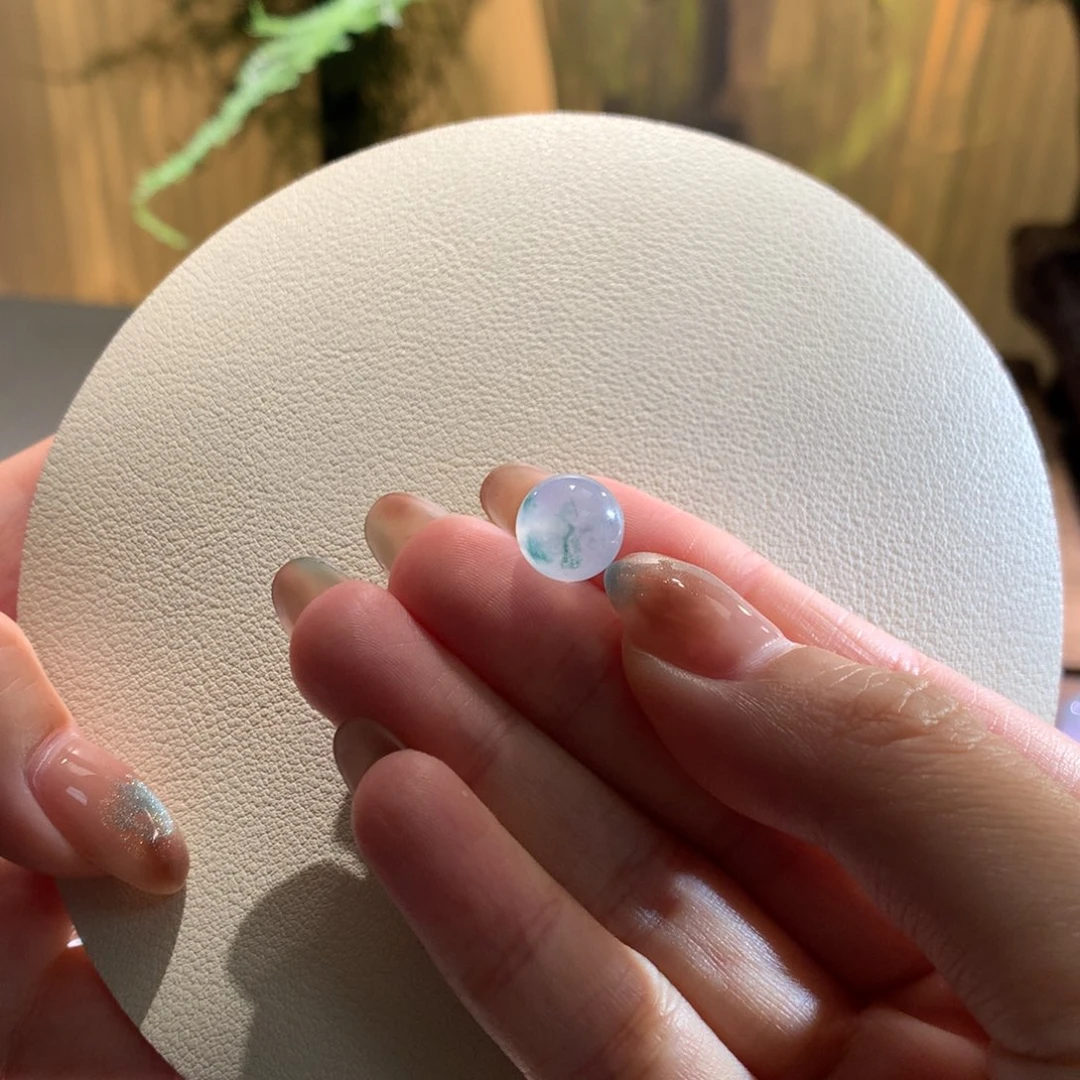 散珠翡翠天然缅a白冰飘蓝花