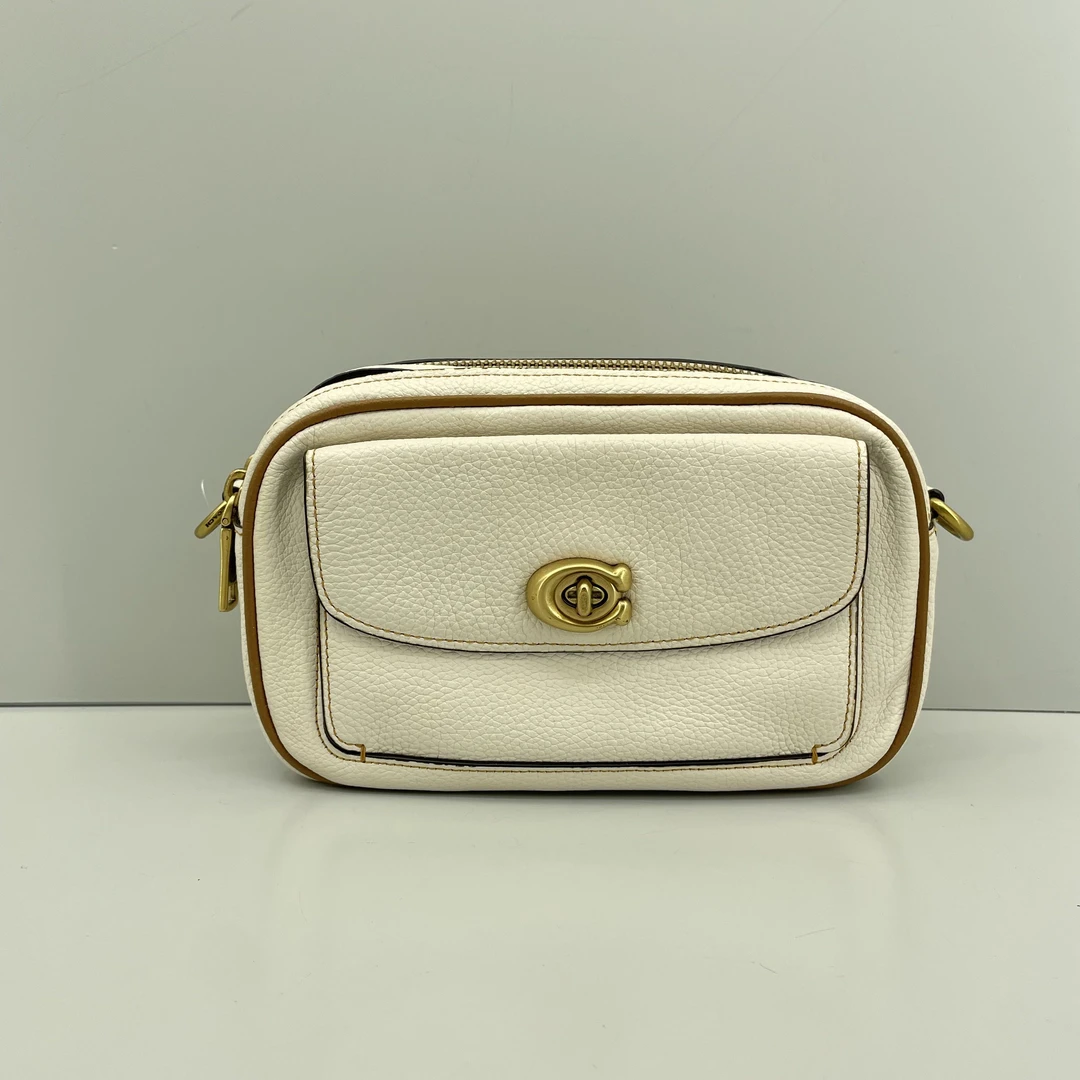 95新 COACH/蔻驰 willow白色相机包 20*13*7cmE011508