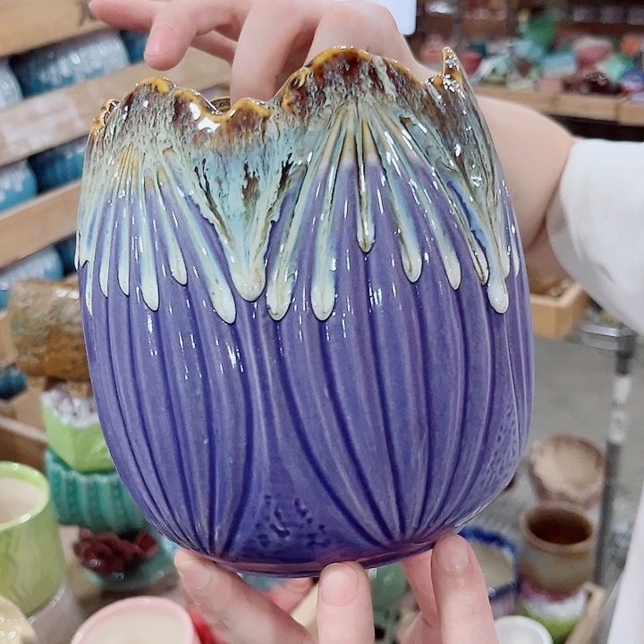 有孔.凑单10元陶瓷花盆发货！