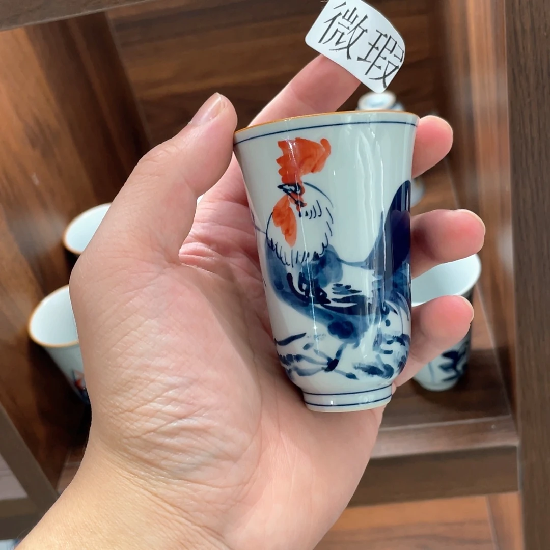 釉下手绘茶具微瑕