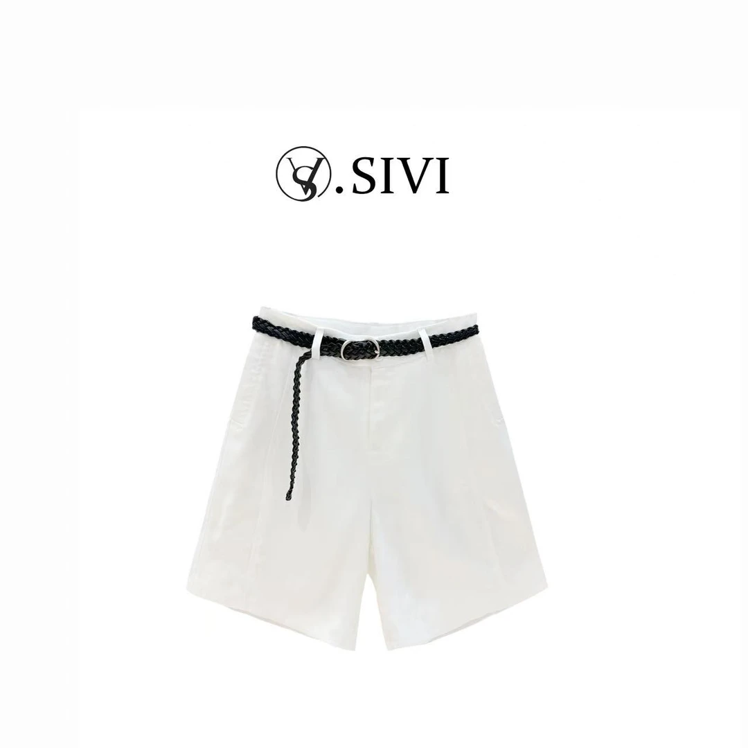 熙薇【夏日空调】2025春夏新款时尚百搭休闲麻料五分裤H2642