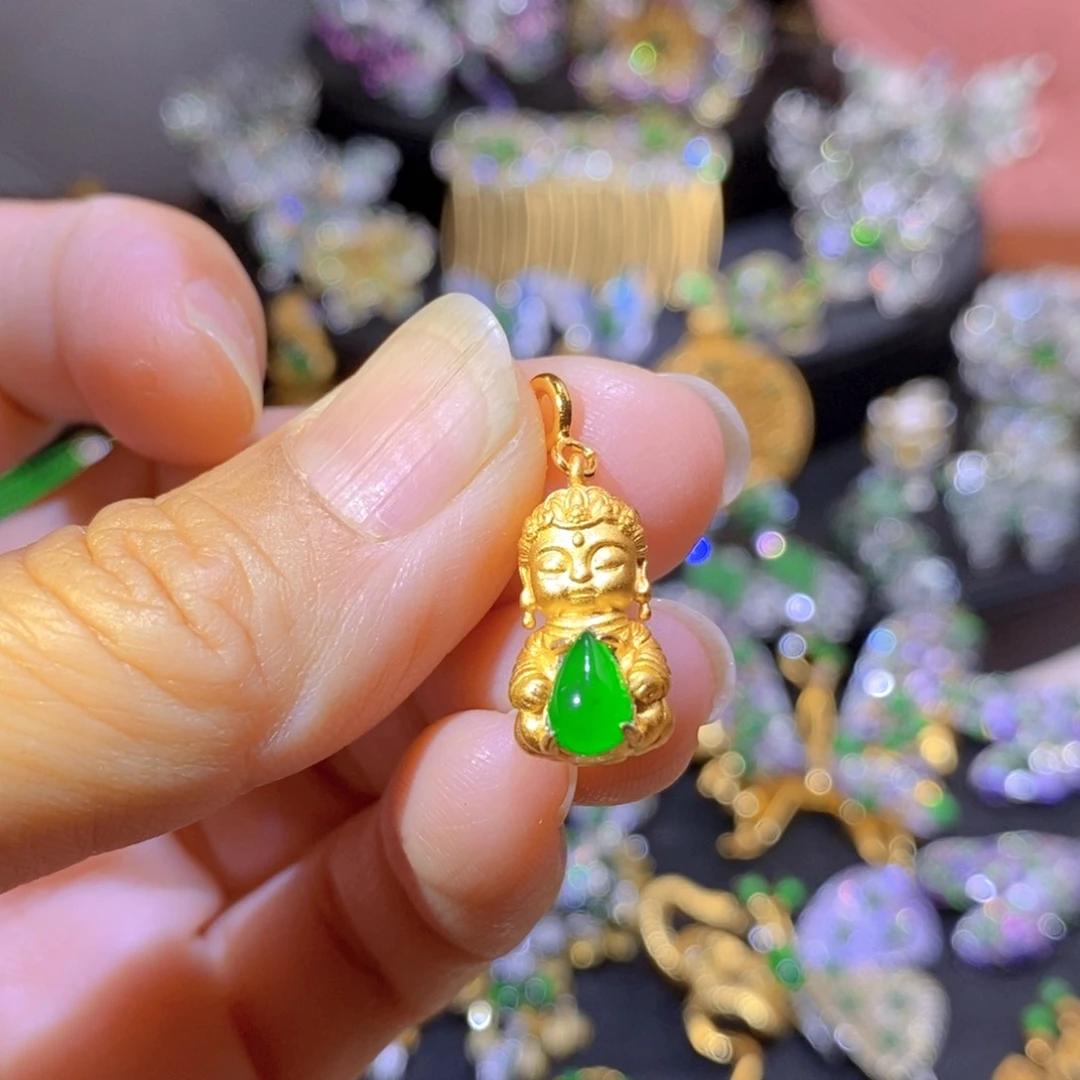 吊坠(不含链)银S925镶嵌翡翠