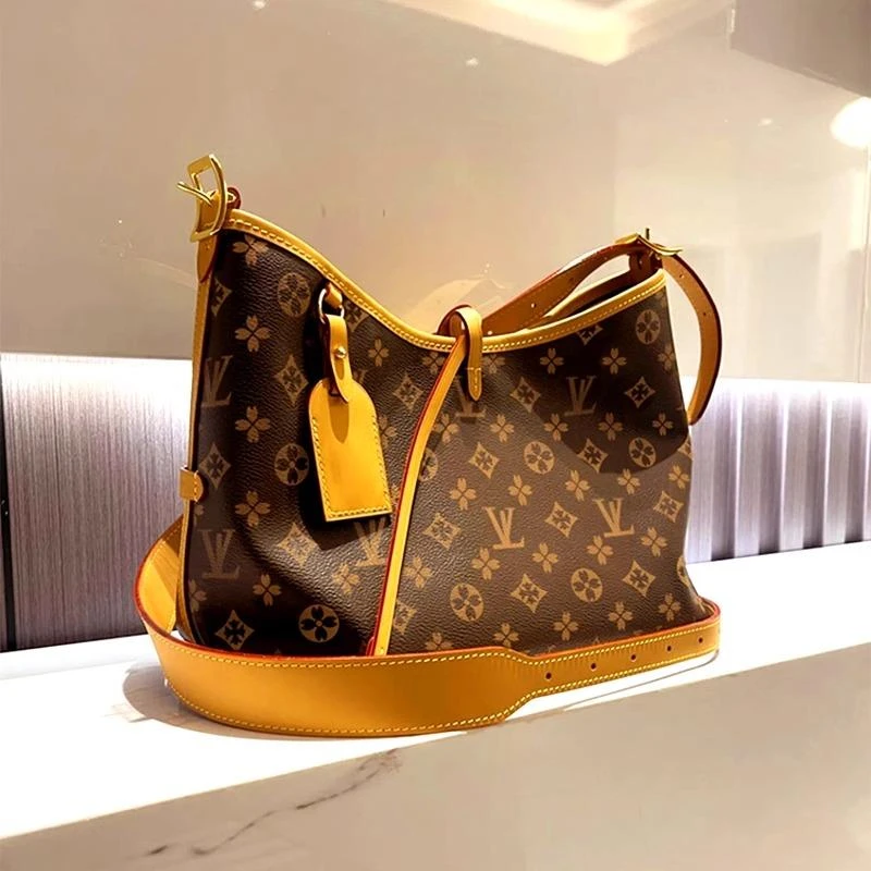 法国品牌托特包女2025新款老花真皮女包单肩腋下包上班通勤斜挎包