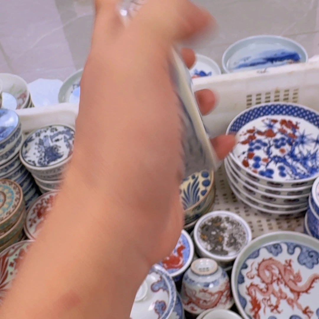 瓷片青花国色天香盖置景德镇