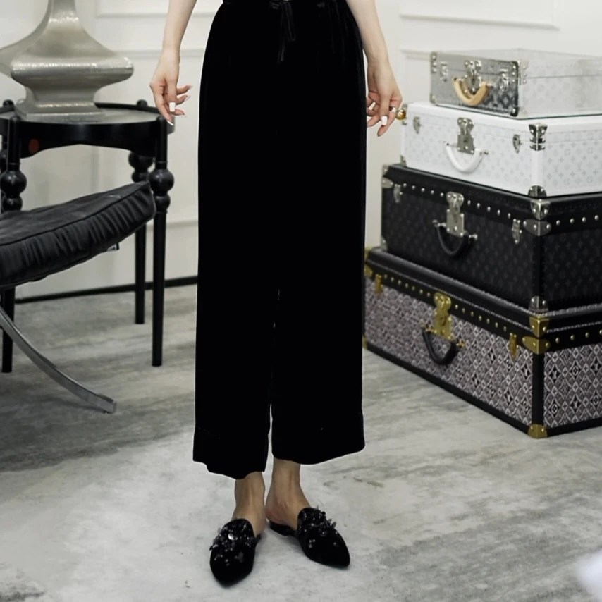 Betty Bairn【匠心/花与溪】高定桑蚕丝松紧腰裤子25B-BW10687