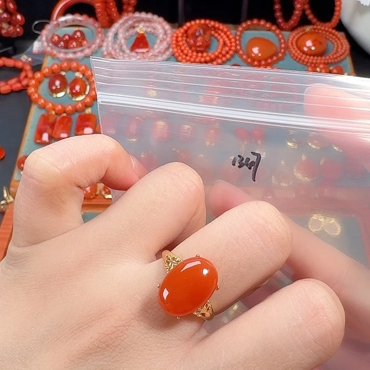 南红玛瑙银S925镶嵌戒指