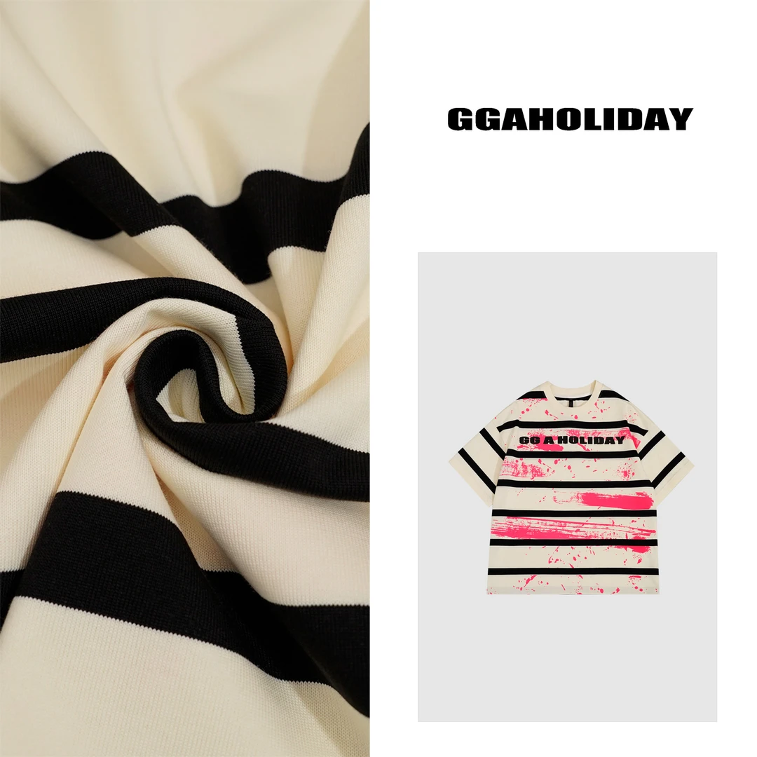 【上新】GGAHOLIDAY美式t恤潮流针织衫休闲宽松情侣夏季条纹152381