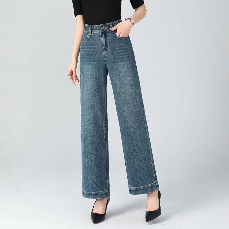 2025年春季新款阔腿九分牛仔裤女小个子高腰宽松显瘦垂感直筒裤子
