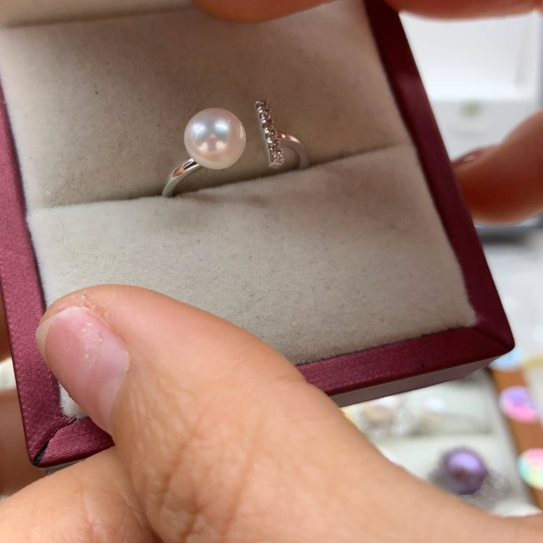 淡水珍珠戒指银S925镶嵌