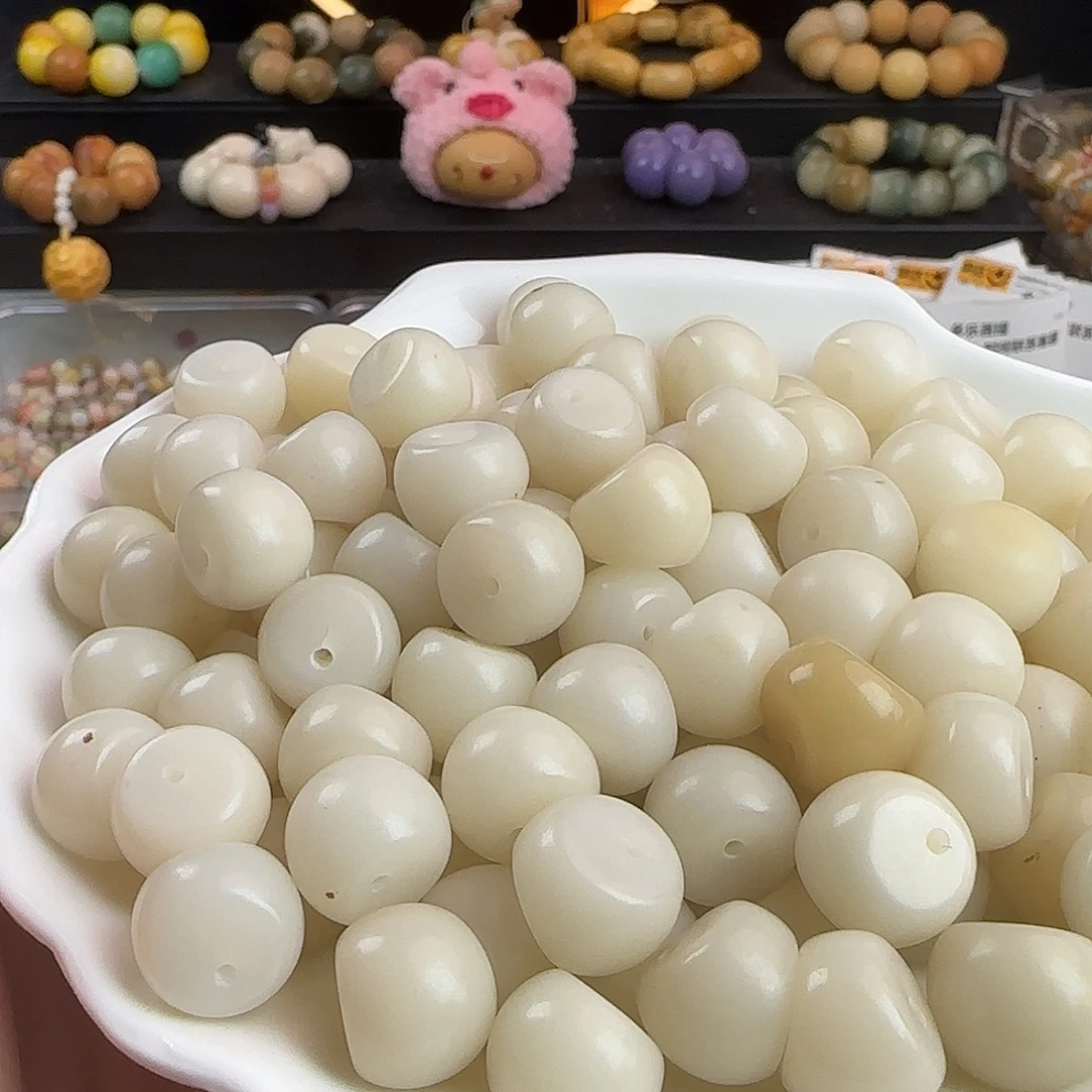 手串菩提根/象牙果瑕卡14/15灰月光300颗