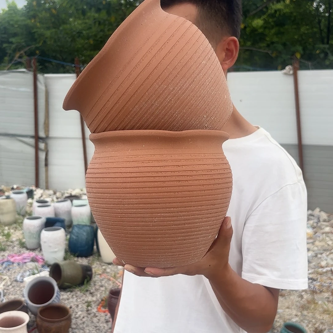 红陶两个口径20高度18