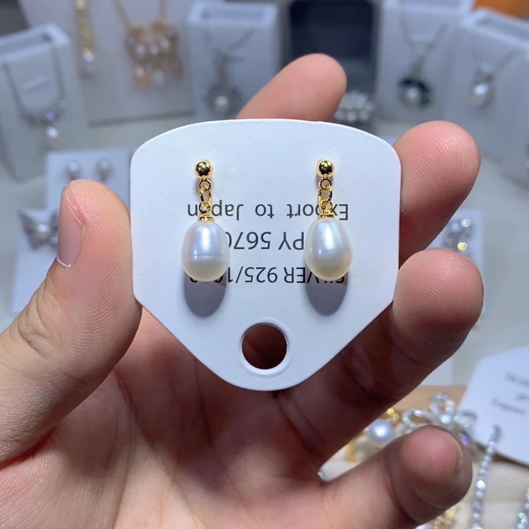 银S925镶嵌淡水珍珠耳饰