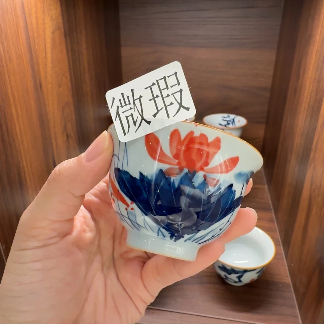 釉下手绘茶具微瑕