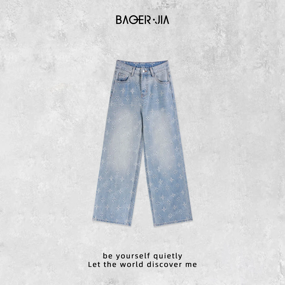 27-【星星裤】宝儿家含幂BC67525102早春新款渐变色提花高腰牛仔裤