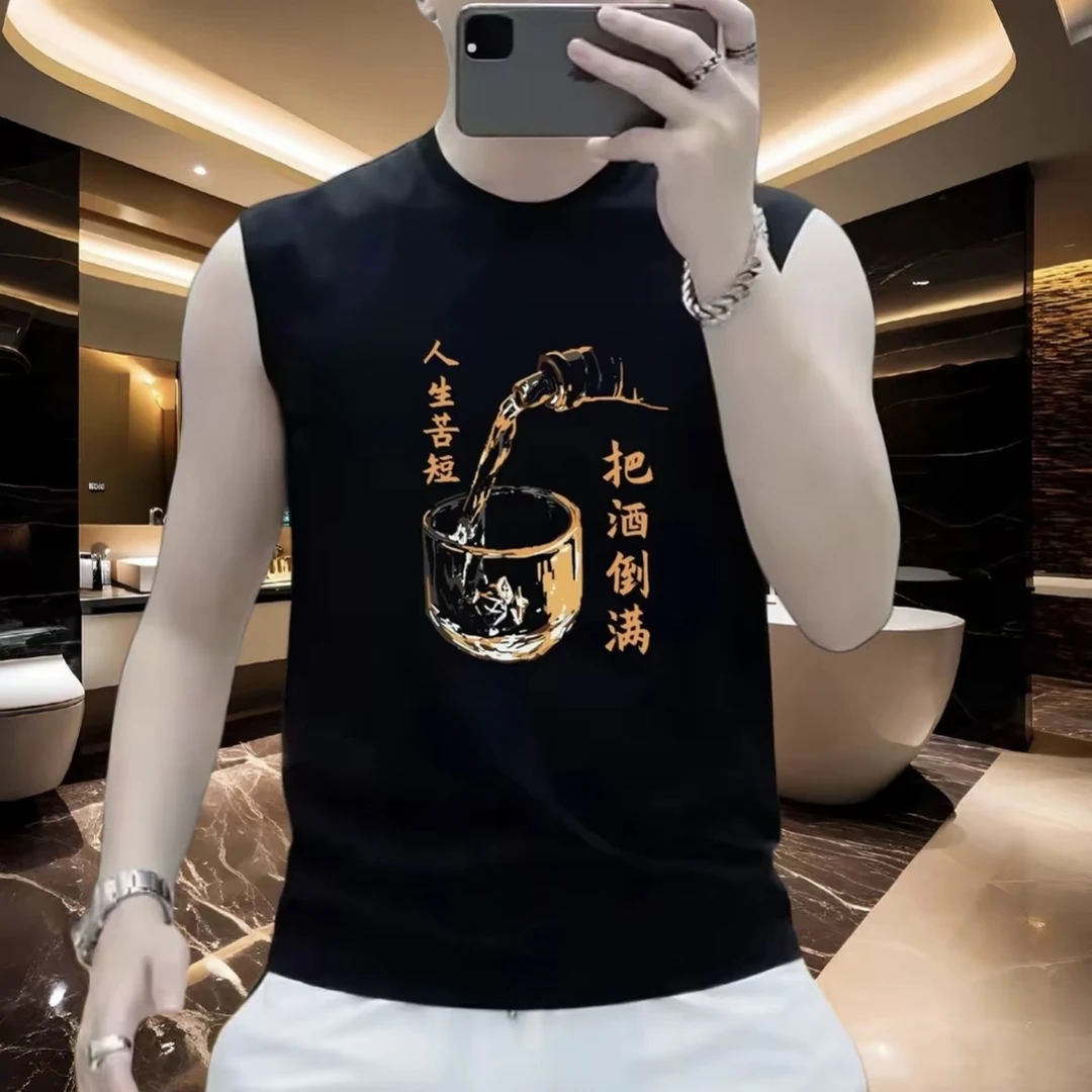 2025新款纯棉坎肩背心潮牌男士休闲运动无袖背心男款爆款2025新款