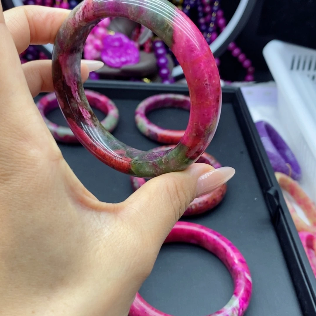 非金属珐琅19903主播推荐冰飘桃红手镯58圈口