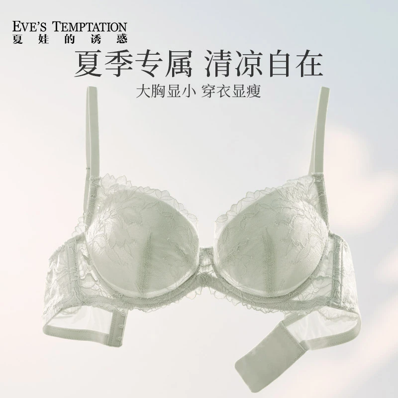夏娃的诱惑内衣女夏季薄款软钢圈超薄性感蕾丝文胸上托聚拢防下垂