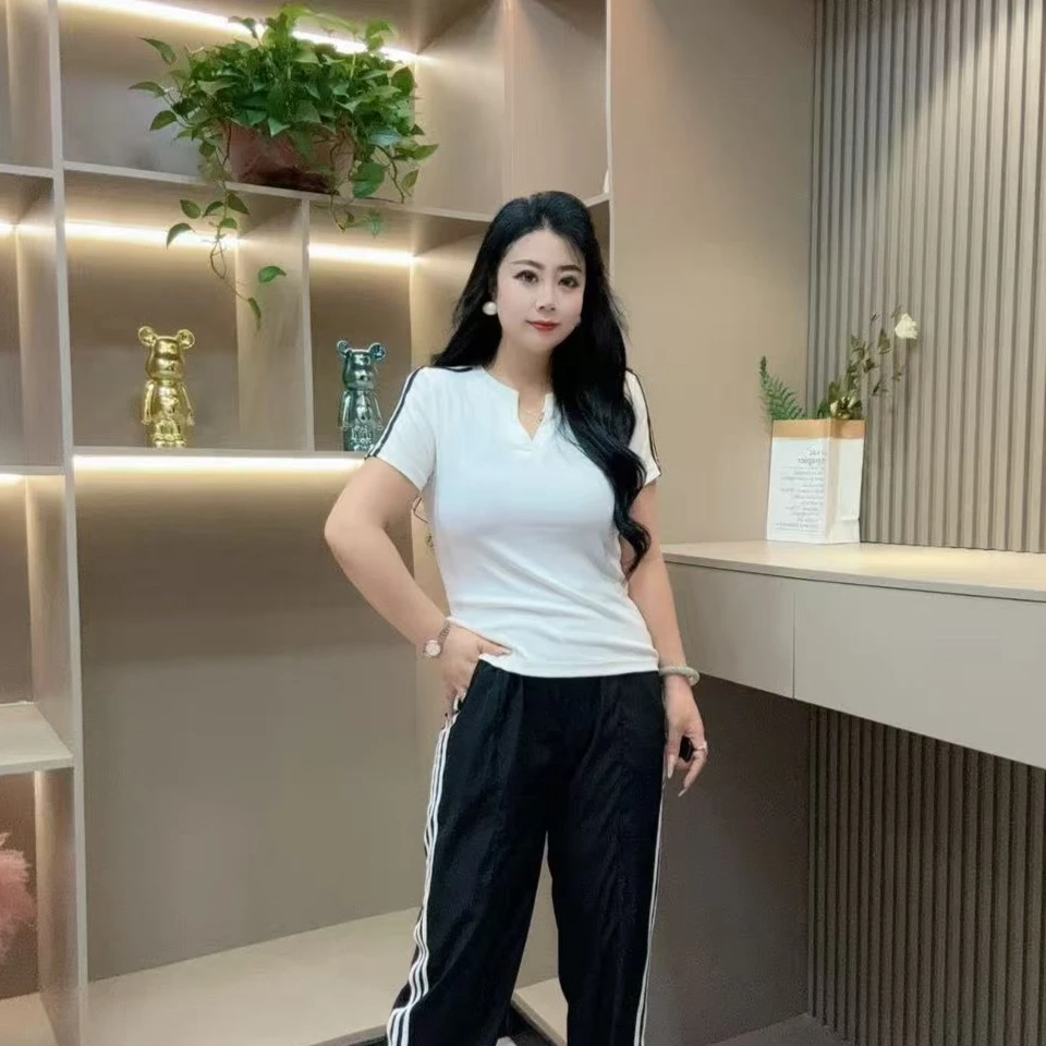 夏季半袖-鸿 9882时尚潮流休闲显瘦百搭洋气设计胖MM大码女装新款