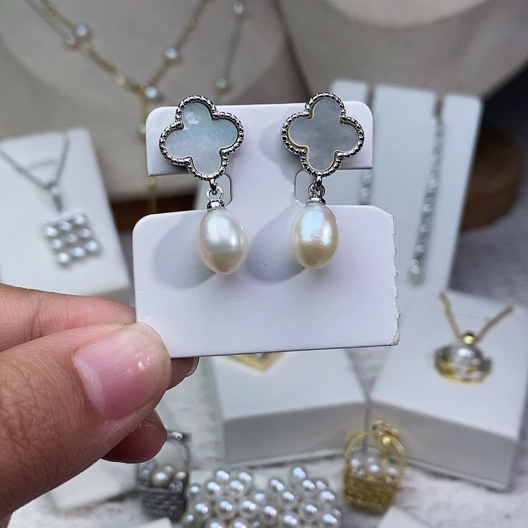 耳饰淡水珍珠银S925镶嵌