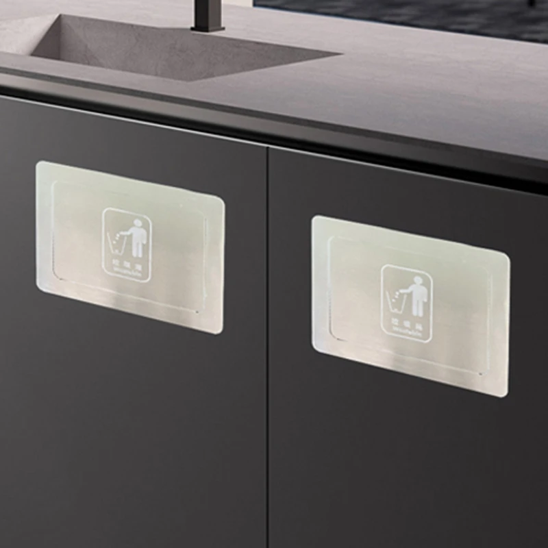 侧开口不锈钢垃圾桶盖子入墙式柜门厨柜嵌入式内推翻盖垃圾投口