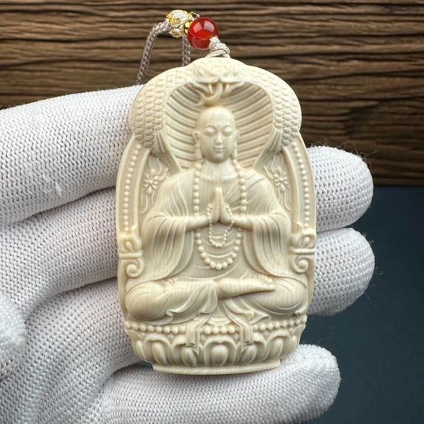 H6480天然猛犸 雕刻地藏王37*59*8.7mm一物一图假一罚十