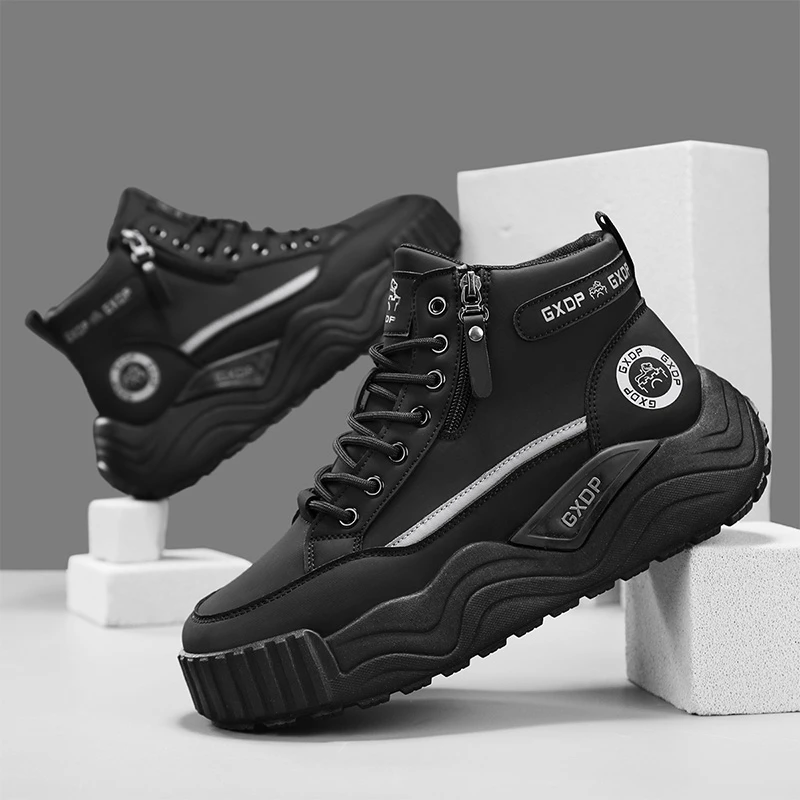 马丁靴男款2025新款秋冬季高帮男鞋大码黑色百搭工装靴短靴男