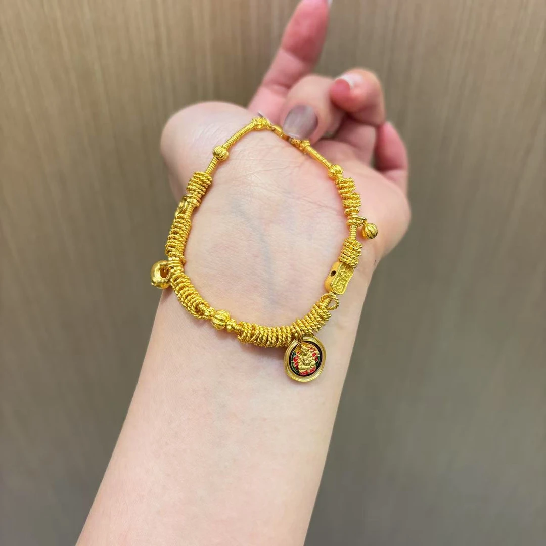 【菠萝珠宝】足金999 黄财神盘缠手链 金重：22.32克