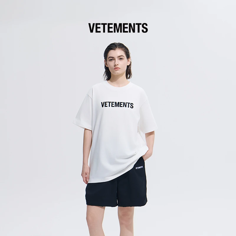 VETEMENTS新款美式高街LOGO升级重磅高克重短袖T恤65352005男生