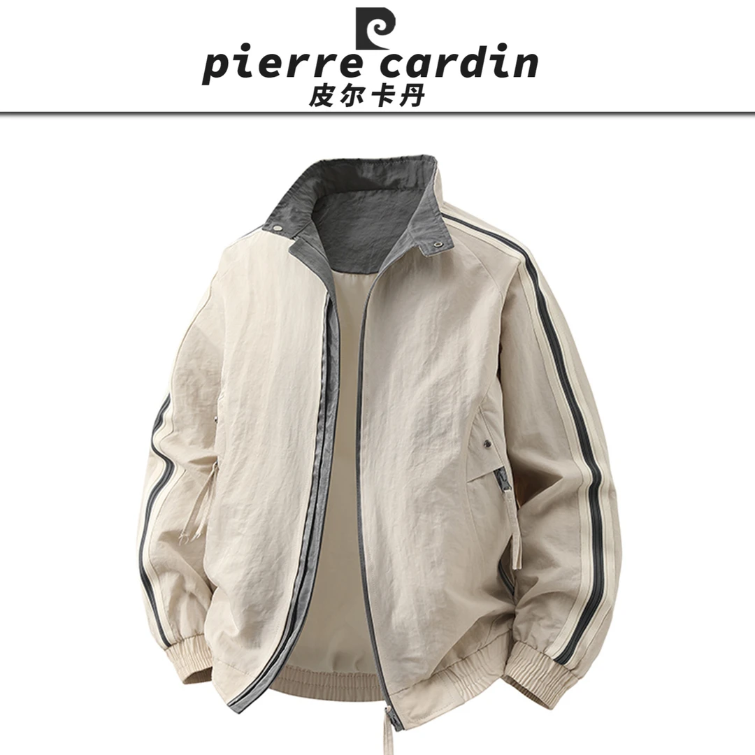皮尔卡丹【官方】简约防风防水休闲轻户外立领夹克男士秋季上衣外套