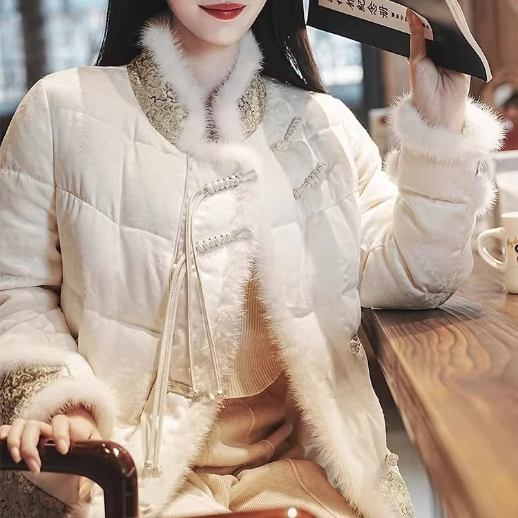 新中式女装国风外套唐装重工棉衣棉服秋冬超好看千金风夹棉厚外套