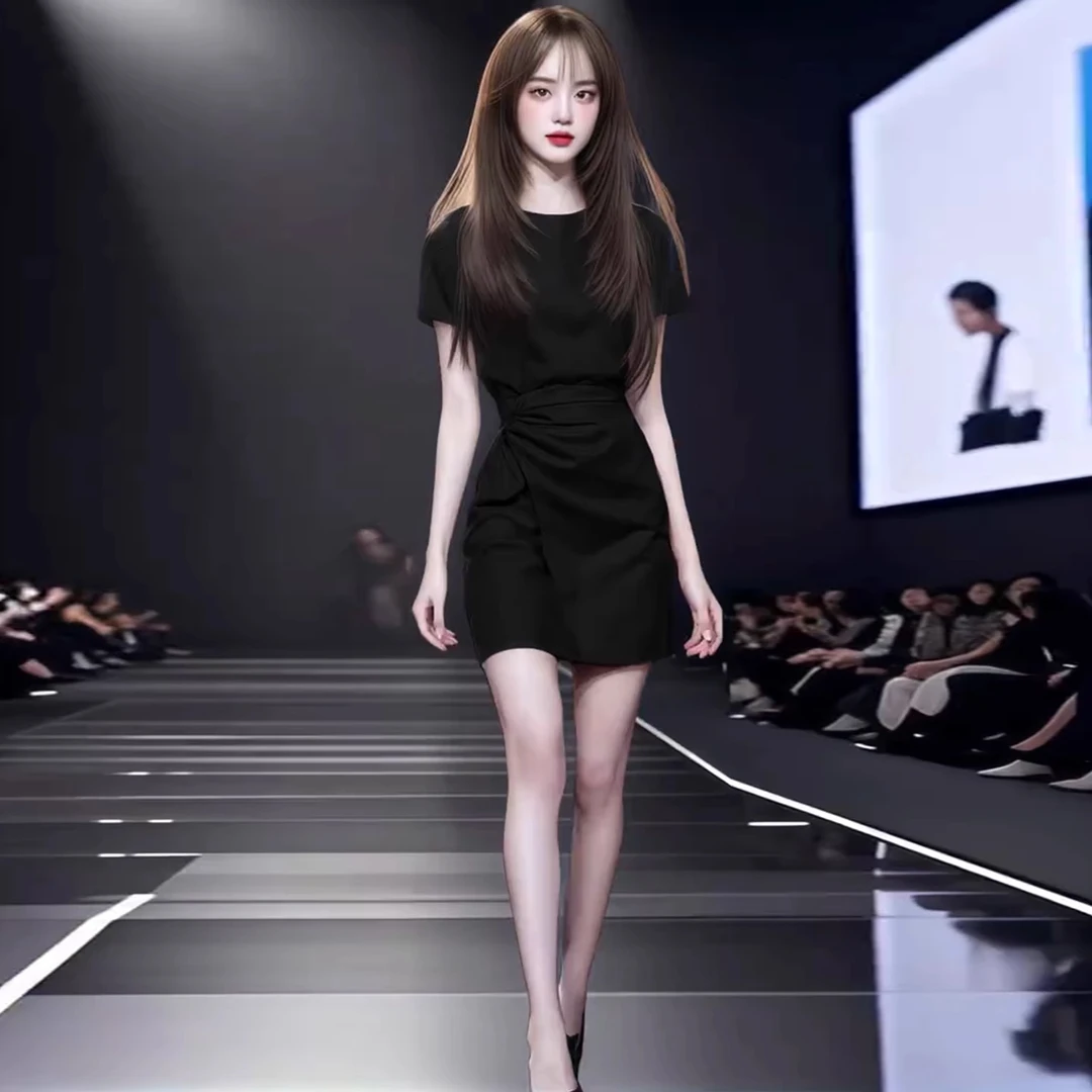 拉夏贝尔减龄法式短裙女2025夏季新款爆款气质收腰显瘦时尚连衣裙