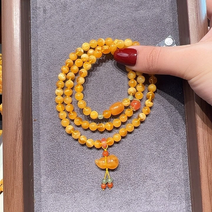 蜜蜡未镶嵌手串6.5mm蜜蜡手串