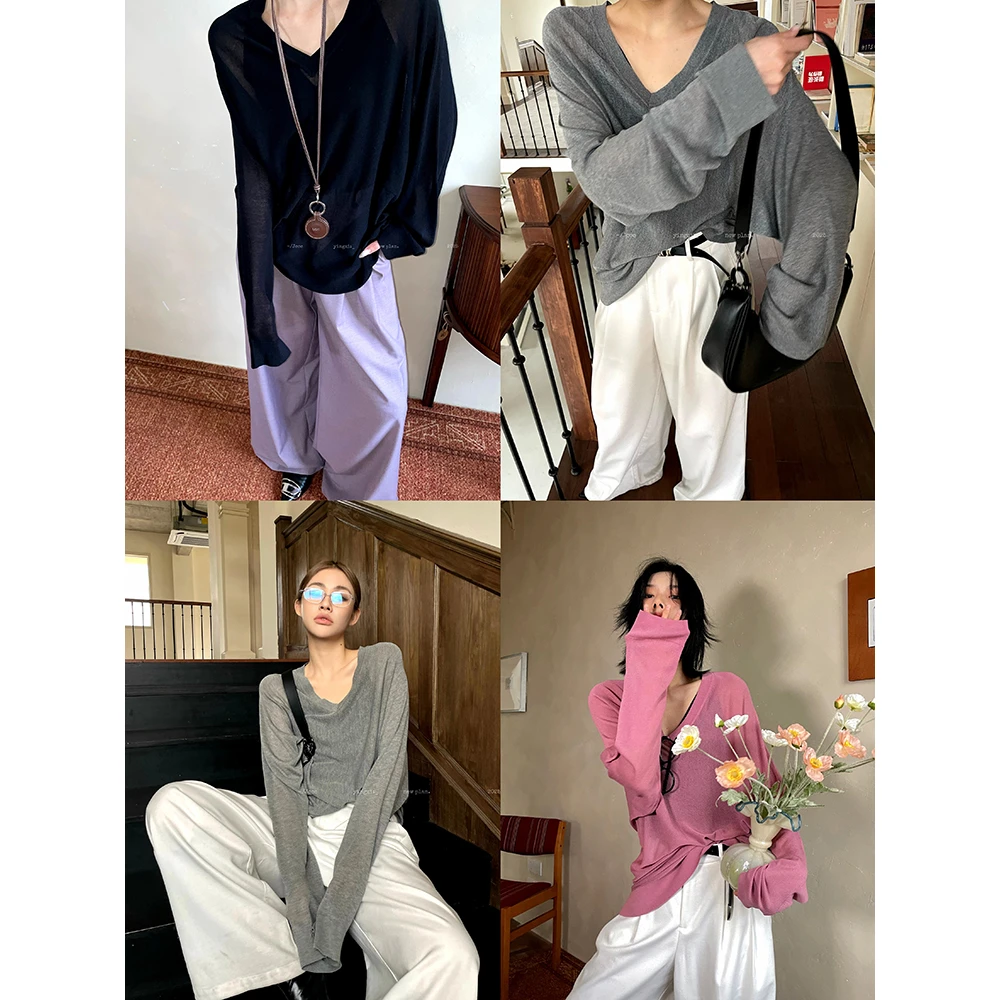 JCCC影子【简易派】简约休闲深V领蝙蝠袖百搭针织衫JE4JZS16