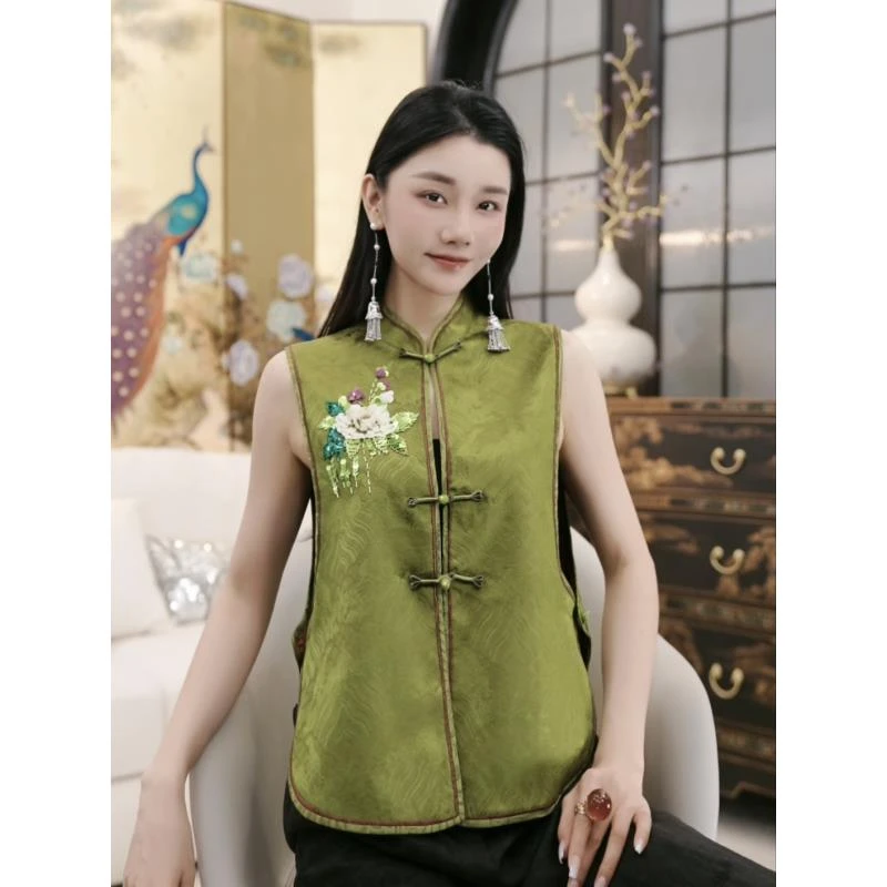 Betty Bairn【松风凉韵 · 香云纱】老料桑蚕丝刺绣马甲25B-BW10022