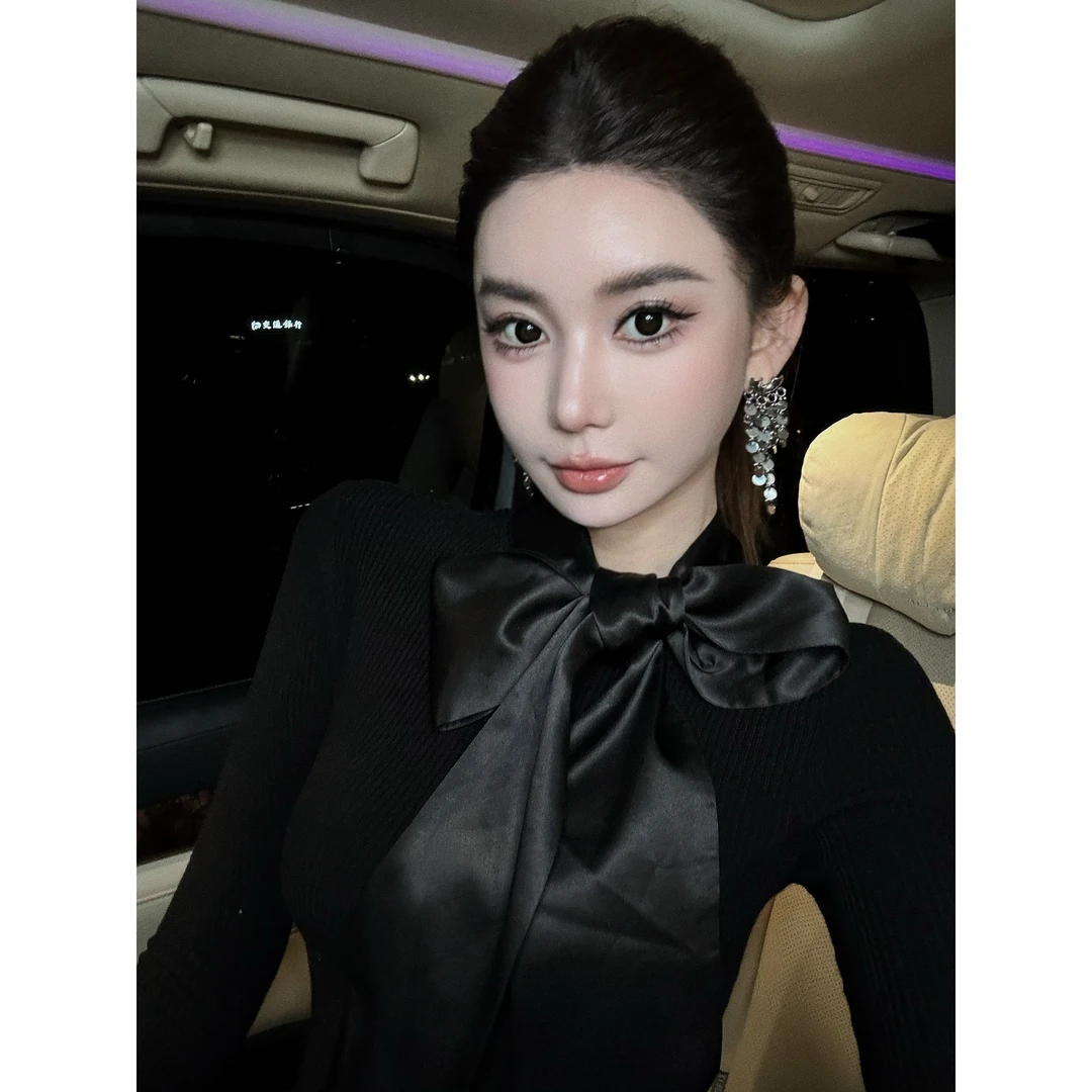 婉君【蝴蝶结打底】法式高级感气质chic时尚上衣LWJ25A1T032