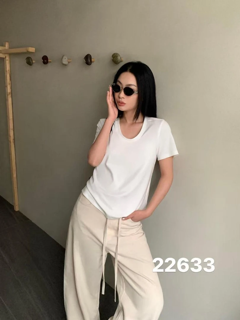杨杨 DH-u型领锁骨短袖T恤22633