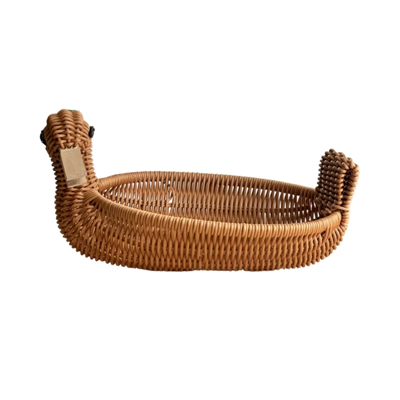 编织客厅零食收纳手工摆放塑料干果创意小吃点心水果篮果盘