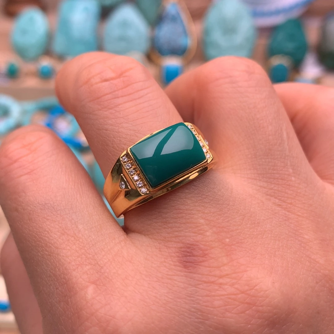 绿松石18K金镶嵌珠宝奇石