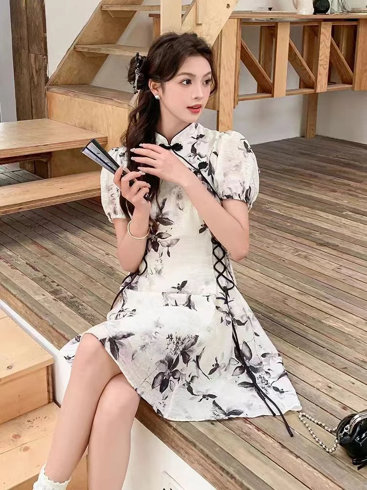 倾涩QINGSE/连衣裙/72428108/连衣裙/显瘦/气质/夏季/复古/中国风