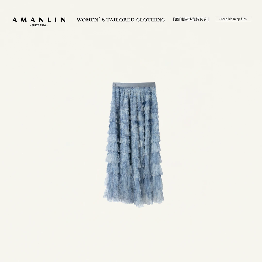 AMANLIN/阿谩琳欧若风春夏新款时尚高腰显瘦蓬蓬裙半身裙W596230