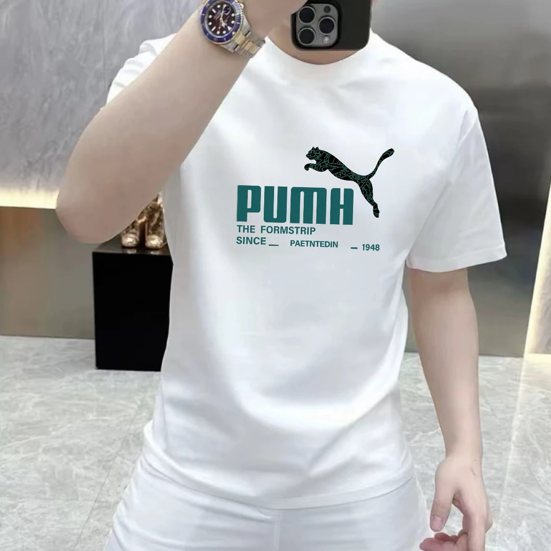 轻奢男士2025圆领T恤休闲夏季潮流新款凉感潮牌百搭半袖上衣