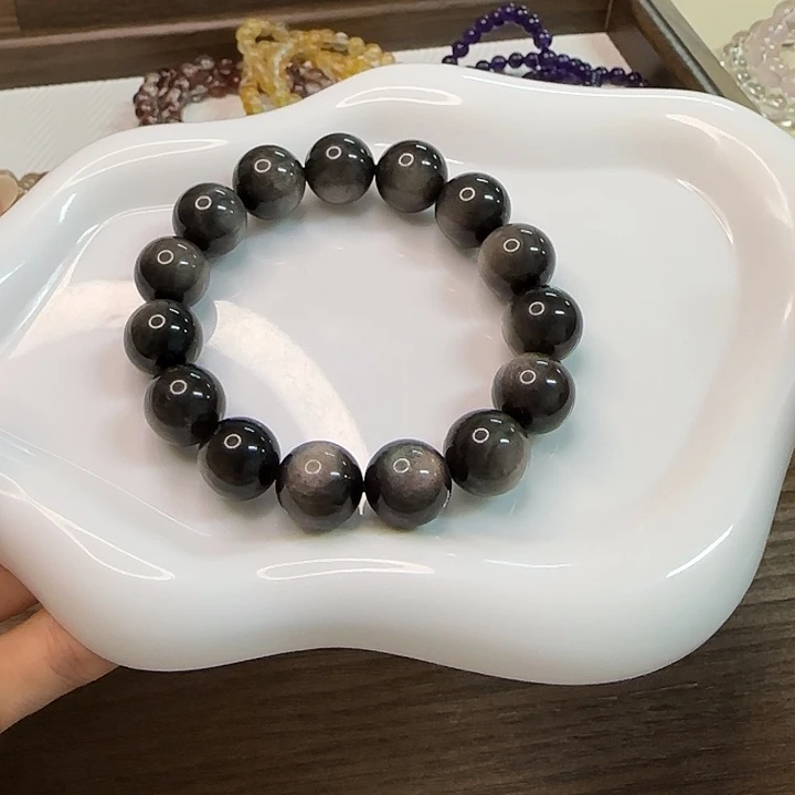未镶嵌水晶手链银曜石手串