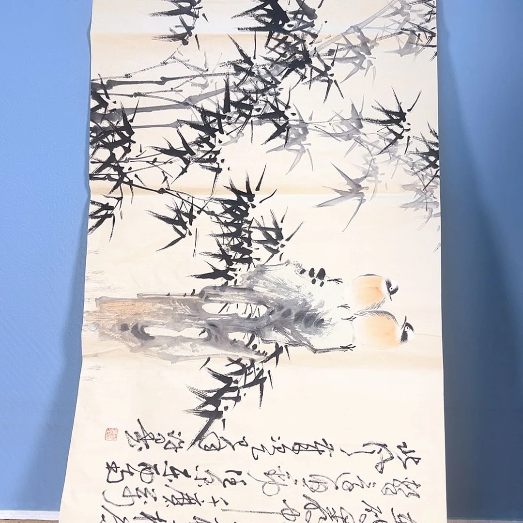 国画921 花鸟和蝴蝶在空中