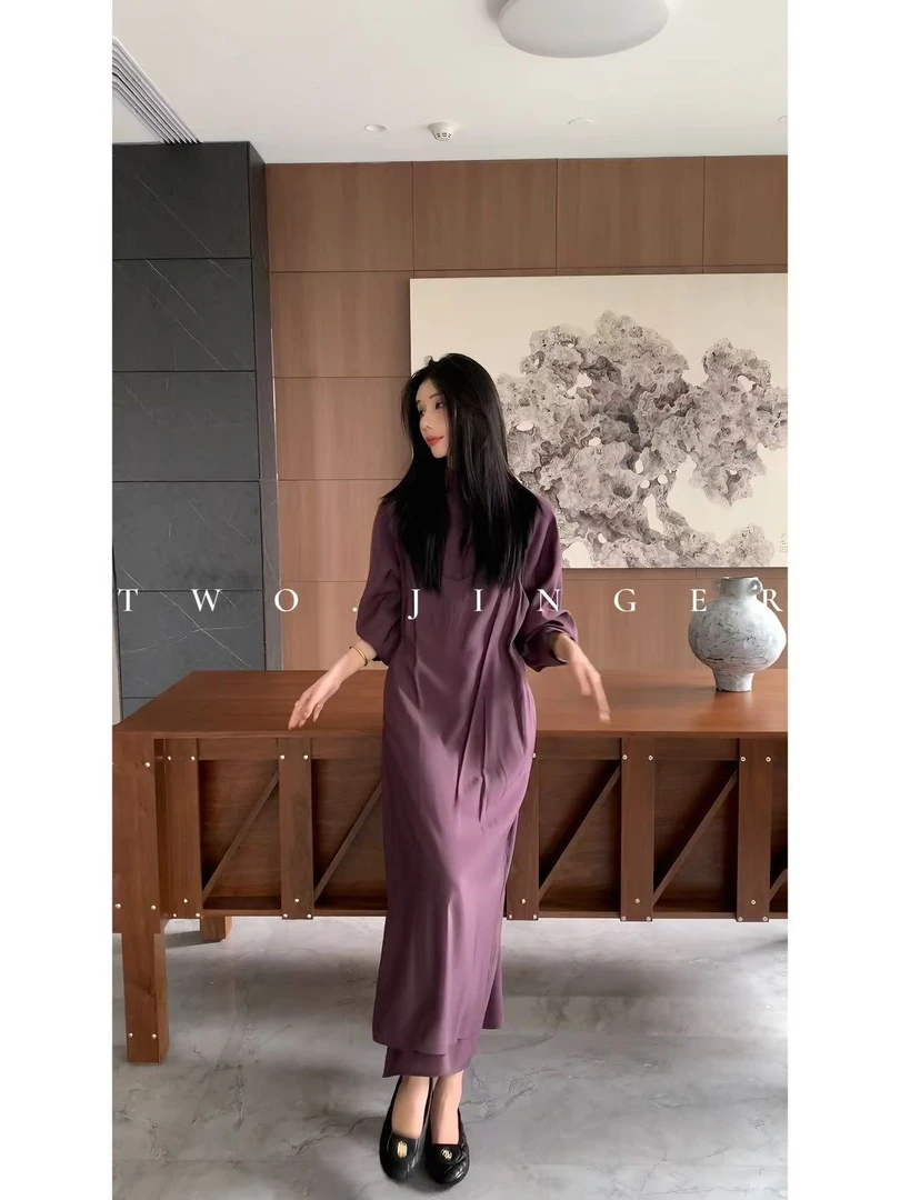 2025NEW//SS极简约静奢（印象派）前后两穿飘带设计款连衣裙CX9696