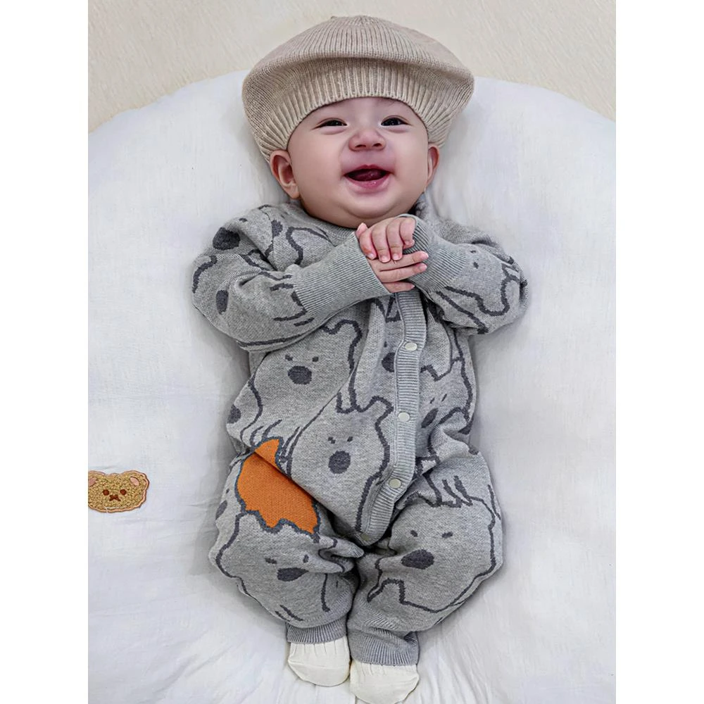 MK&UR.BV新生婴儿连体衣秋冬衣服爬爬服男宝宝纯棉线长袖秋季百天