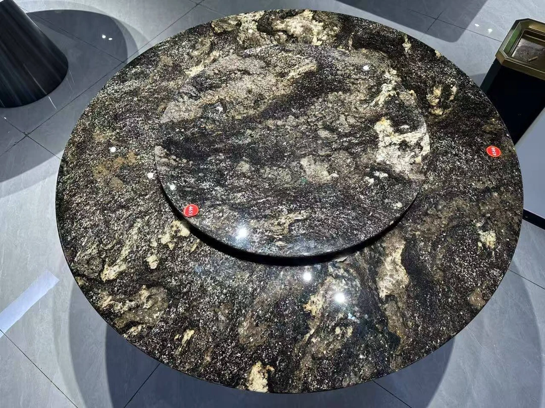 进口璀璨星河天然奢石餐桌家用高级意式轻奢广东佛山高级感餐桌