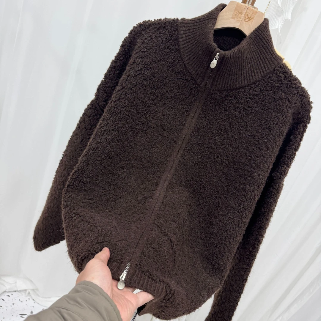 【羊羔毛开衫咖】时尚百搭休闲针织衫