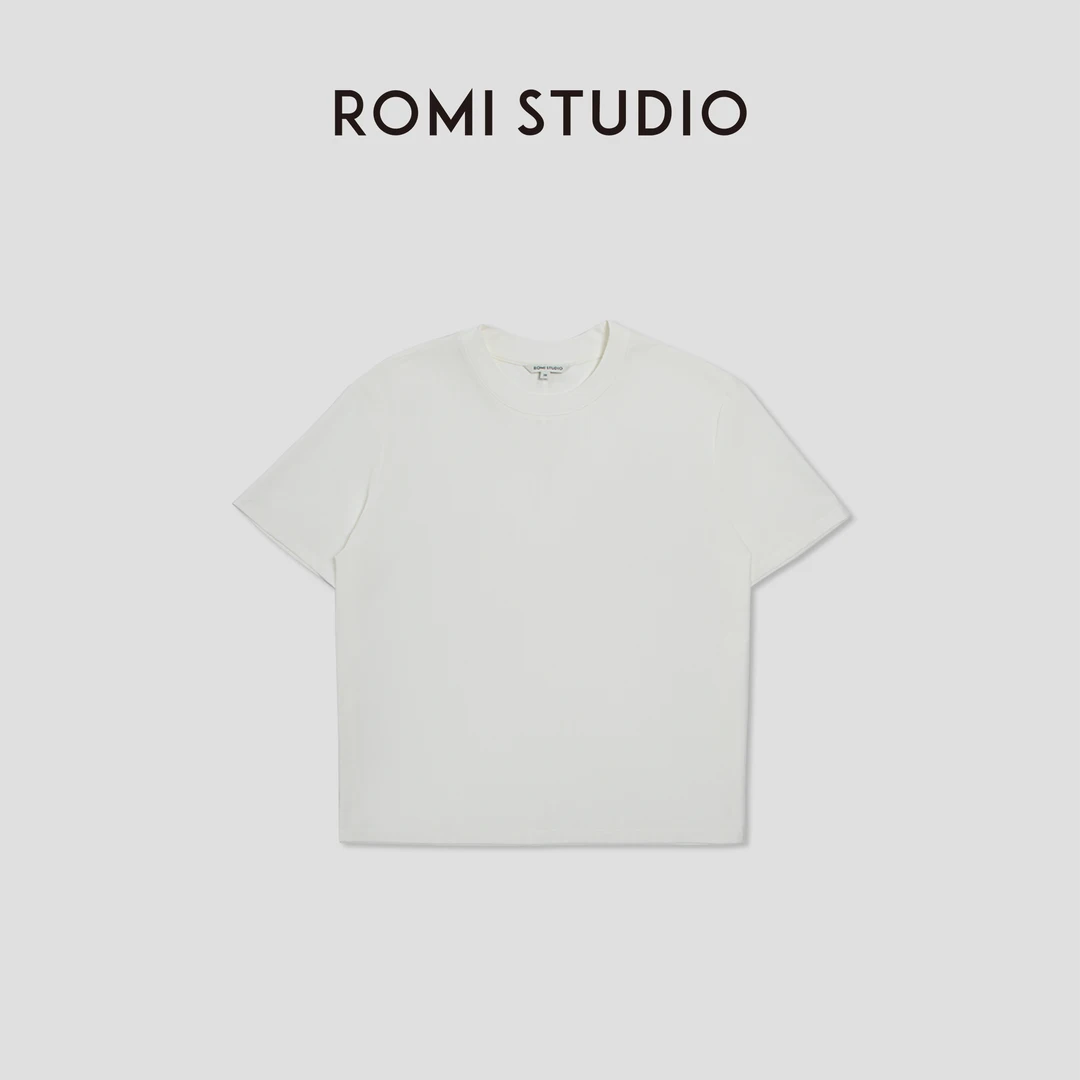 ROMI STUDIO“简约随性”100棉百搭纯色休闲透气圆领短袖T恤T3439